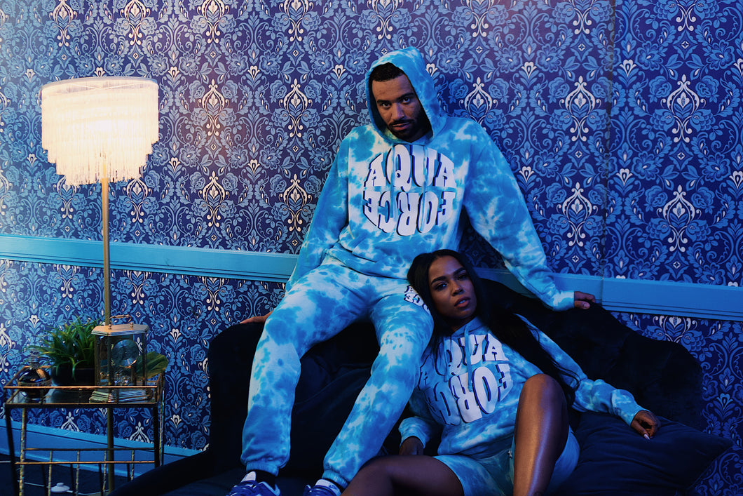 Aqua Force Hoodie - Blue Tie-Dye