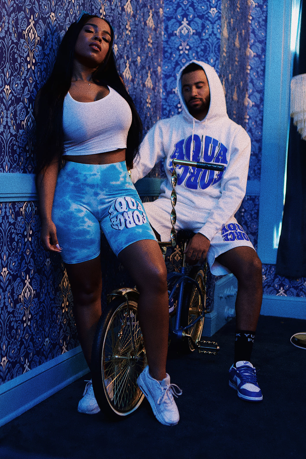 Aqua Force Biker Shorts - Blue Tie-Dye