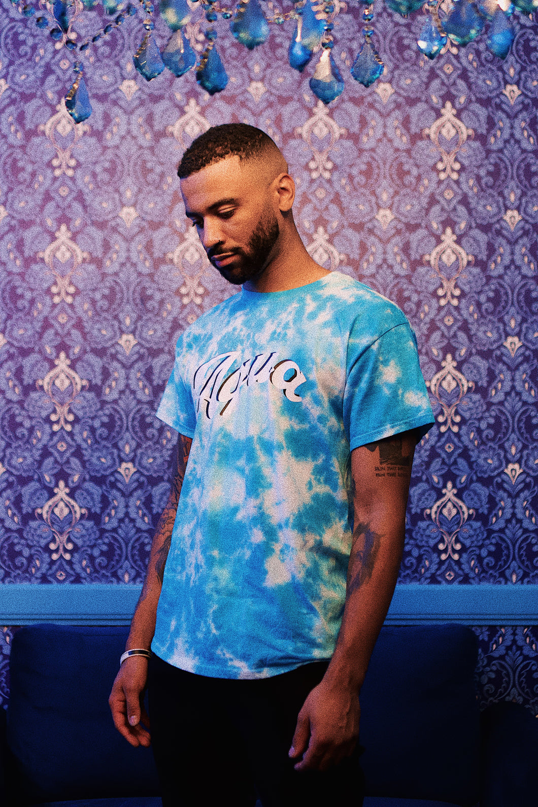 Aqua Wavy Tee - Blue Tie-Dye